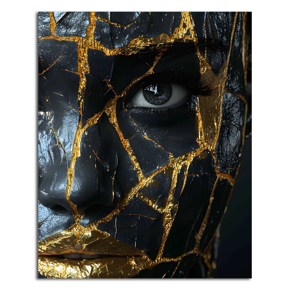 Auksinis Marmuras Ir Akis - Drobė Su Laku