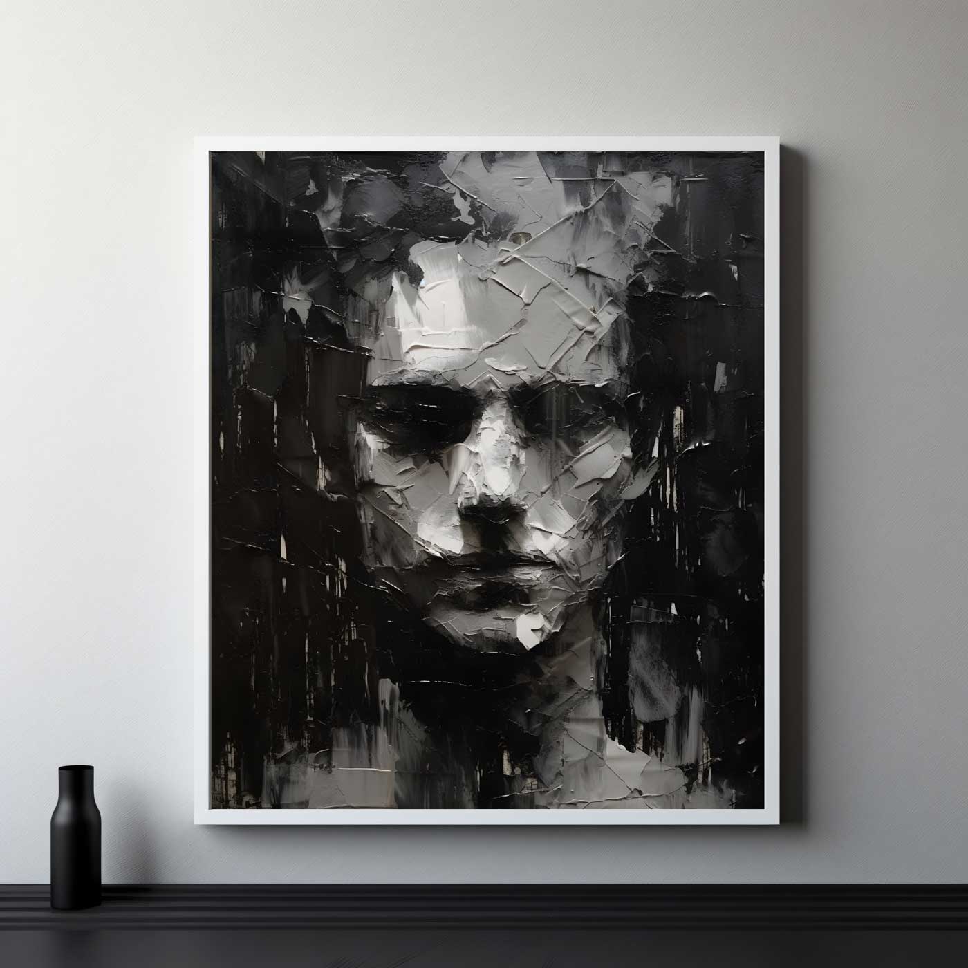 metal postern modern aluminium print mystery man silver black artwork