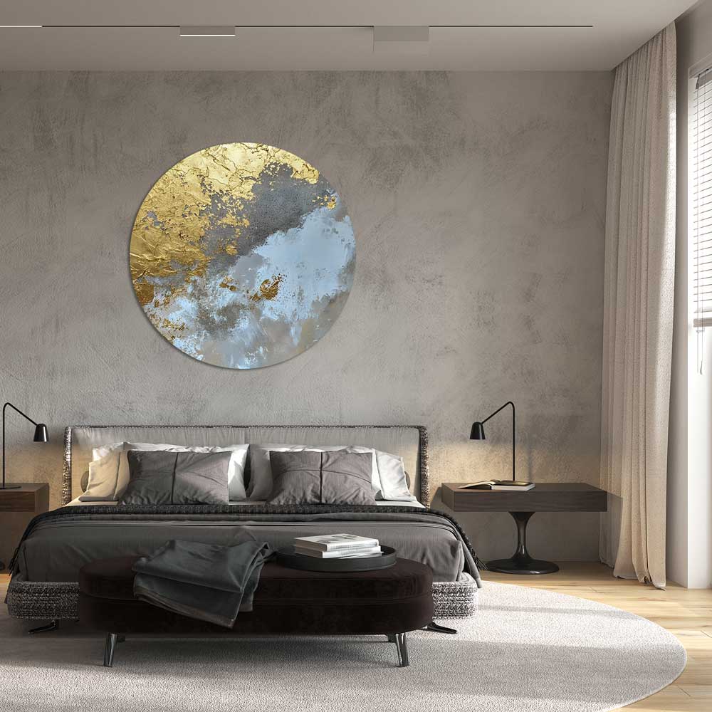 Golden Clouds - Round Aluminum + Varnish