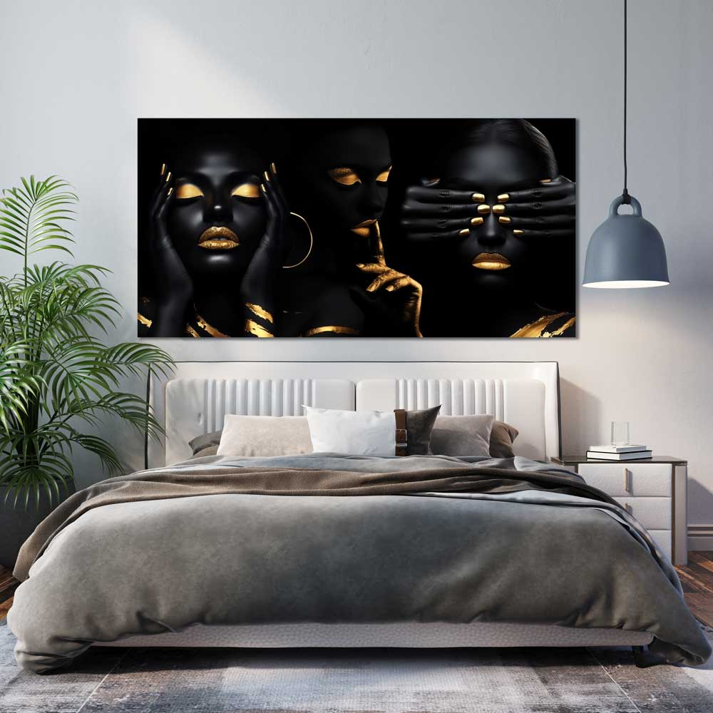 Golden Code in interior – frameless wall art installation
