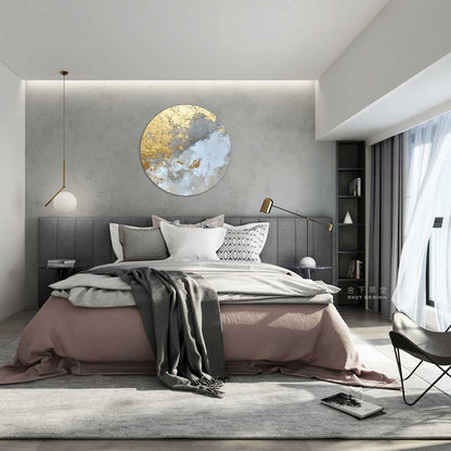 Golden Clouds - Round Aluminum + Varnish