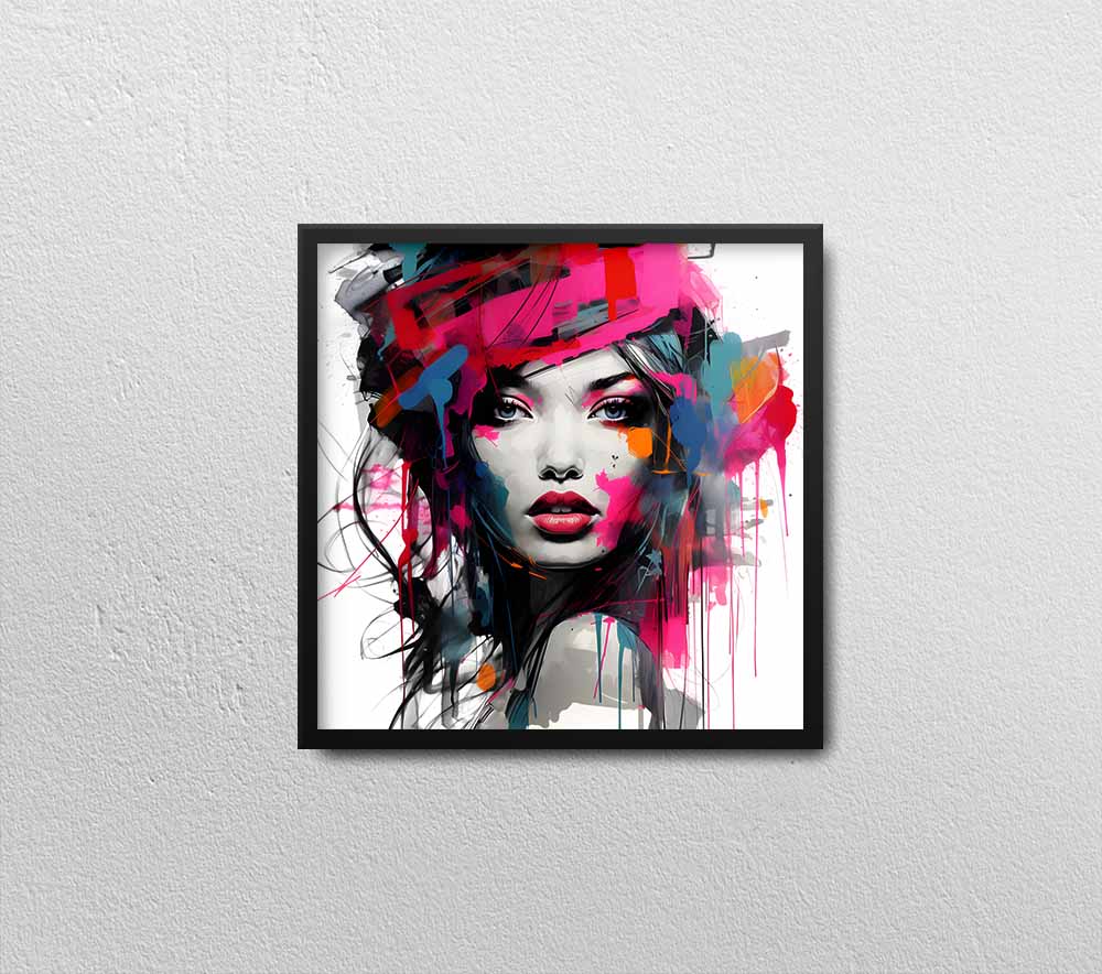 abstract modern women colored face print canvas extra large dideliu didžiu printas spalvotas moters veidas intrejero detalė