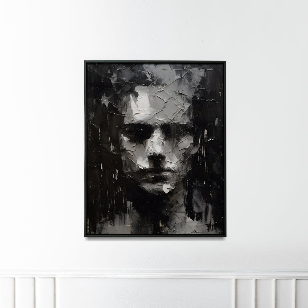 metal postern modern aluminium print mystery man silver black artwork