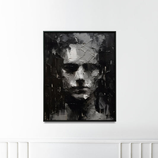 metal postern modern aluminium print mystery man silver black artwork
