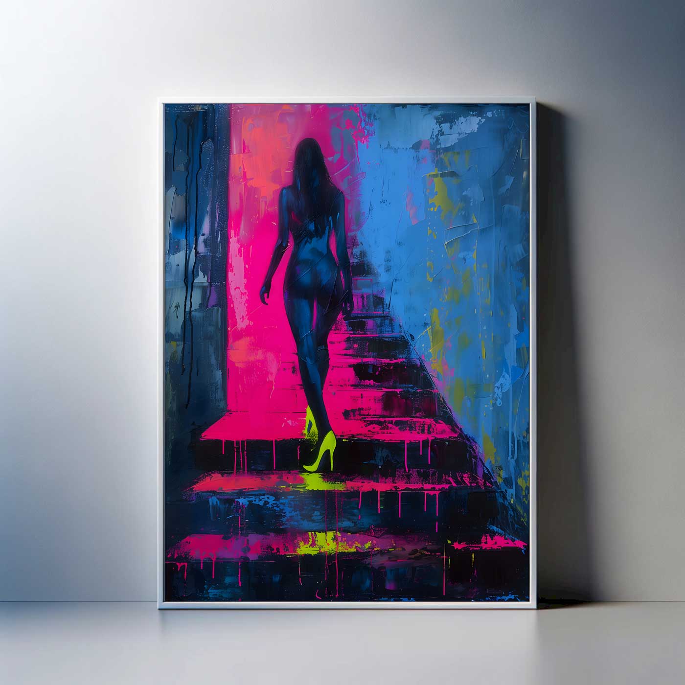 Neon canvas color women decor glowing in the dark wall art
