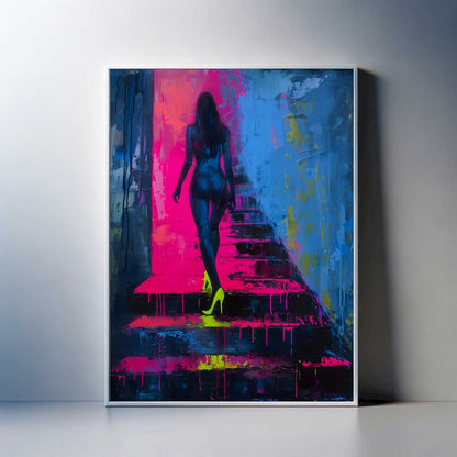 Neon canvas color women decor glowing in the dark wall art