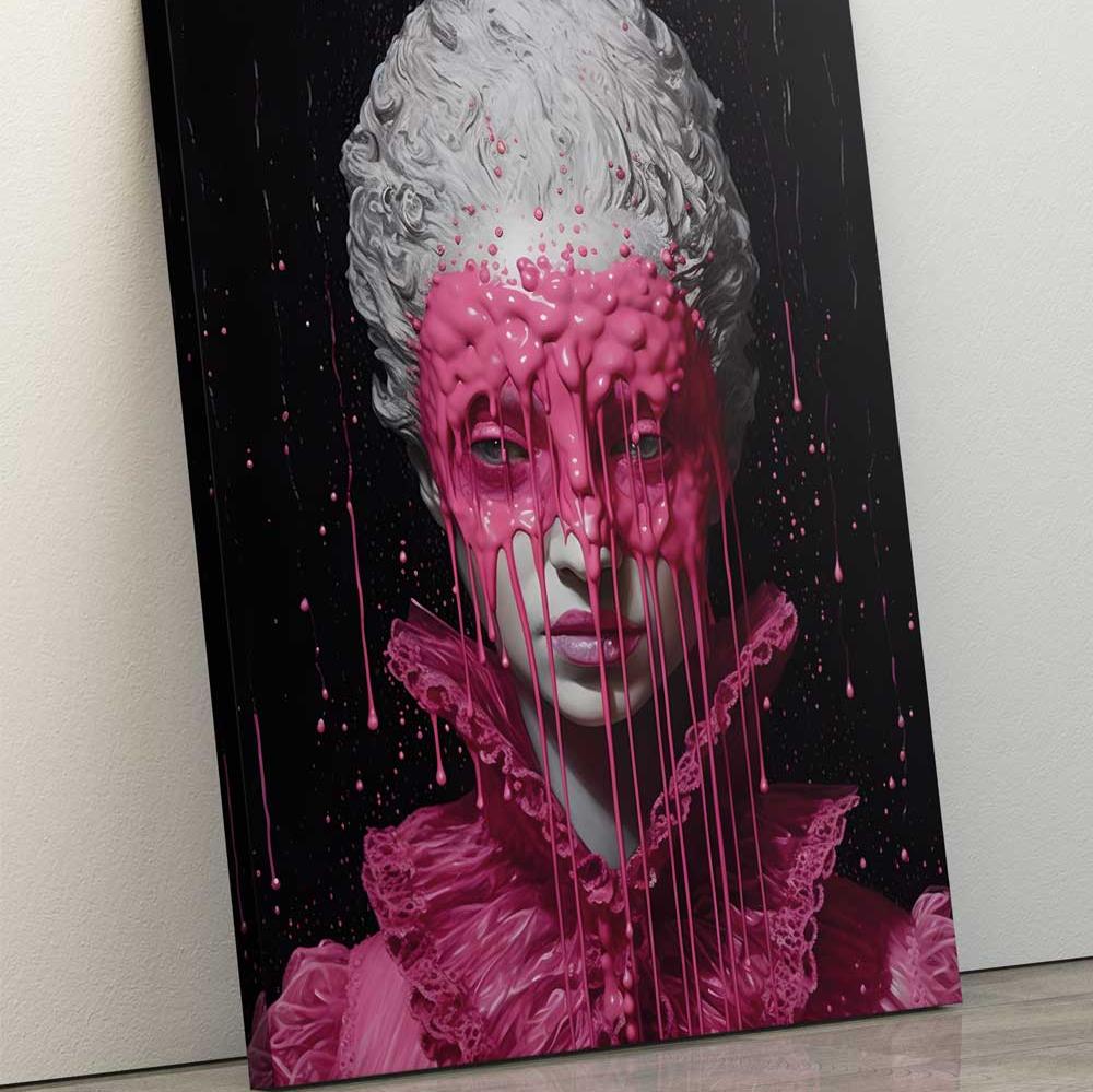 modern art whit neon pink black color dideliu dydžiu printai neon gift