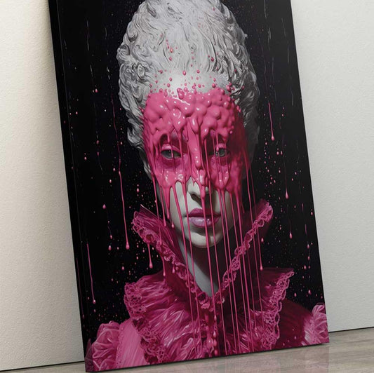 modern art whit neon pink black color dideliu dydžiu printai neon gift