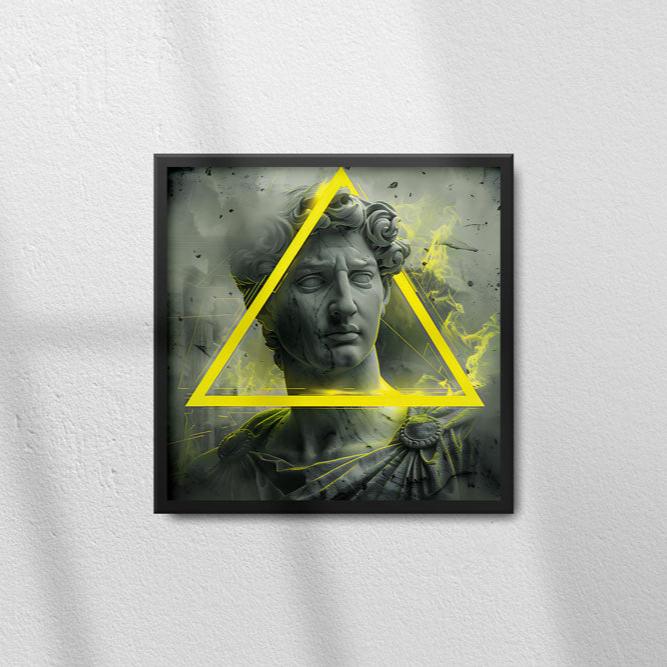 Greek god statue wall art neon print modern wall art unique wall decor neon triangle painting glowing
