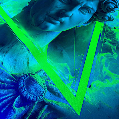 Greek god statue wall art neon print modern wall art unique wall decor neon triangle 
