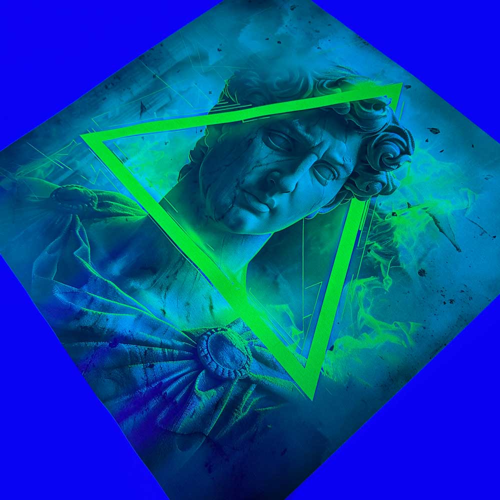 Greek god statue wall art neon print modern wall art unique wall decor neon triangle 
