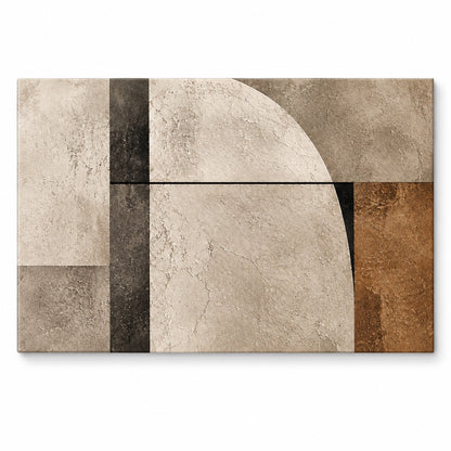 Quiet Structure canvas print — ivory curves, black lines and earthy geometric shapes on a white background
