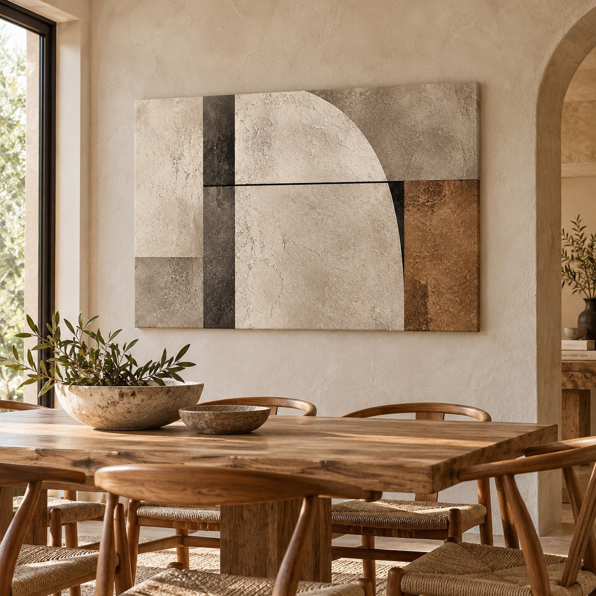 Quiet Structure canvas print — displayed in a dining room