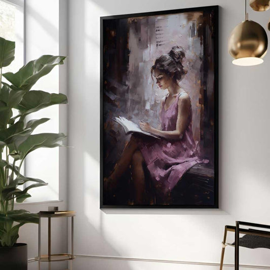 Romantic Book Reader - Canvas
