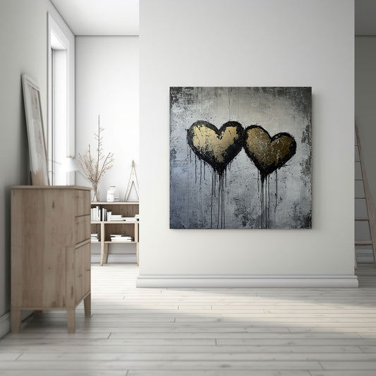 Black Gold Hearts - Aluminium + Varnish