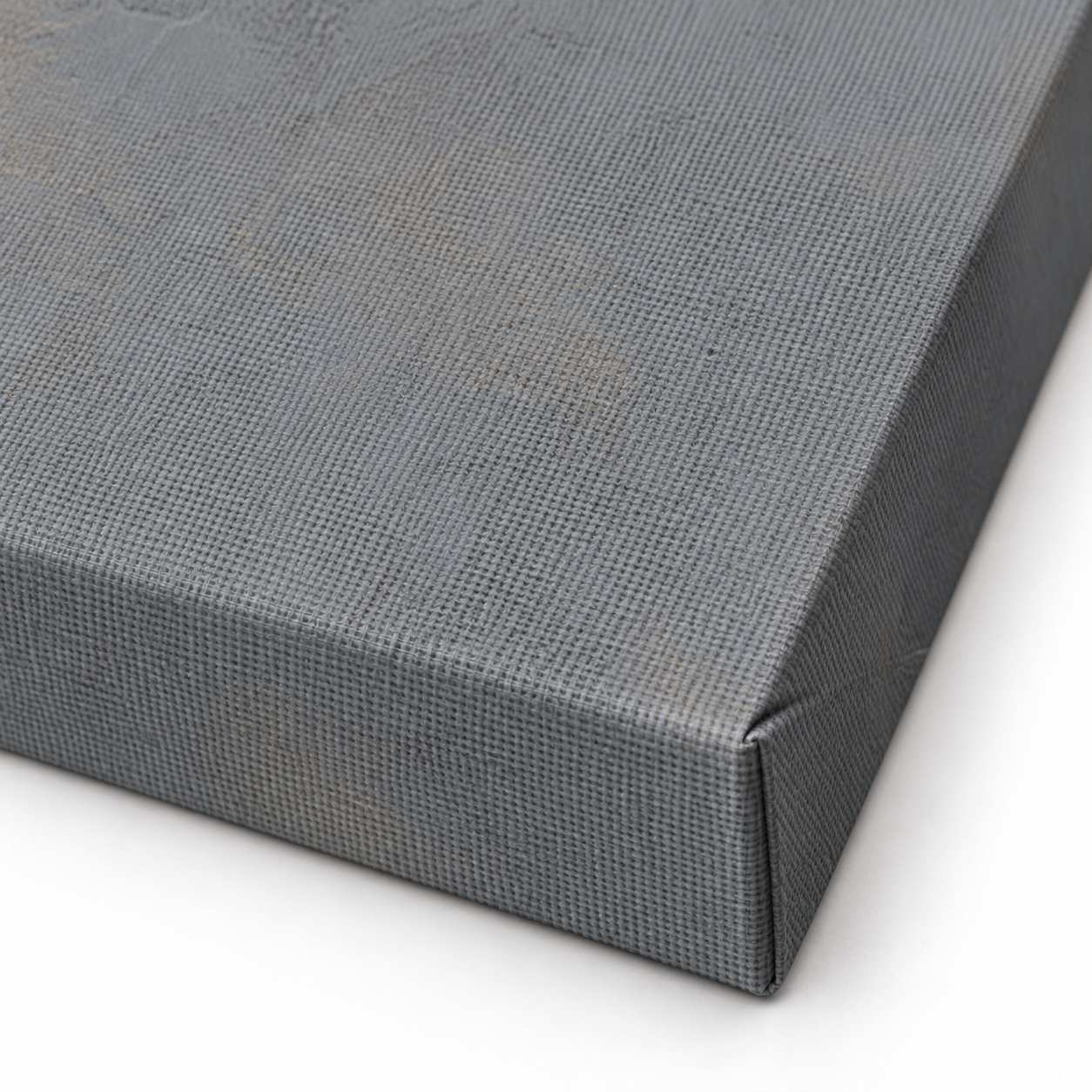 Close-up of the canvas edge and wooden stretcher frame construction used for TepLep canvas prints
