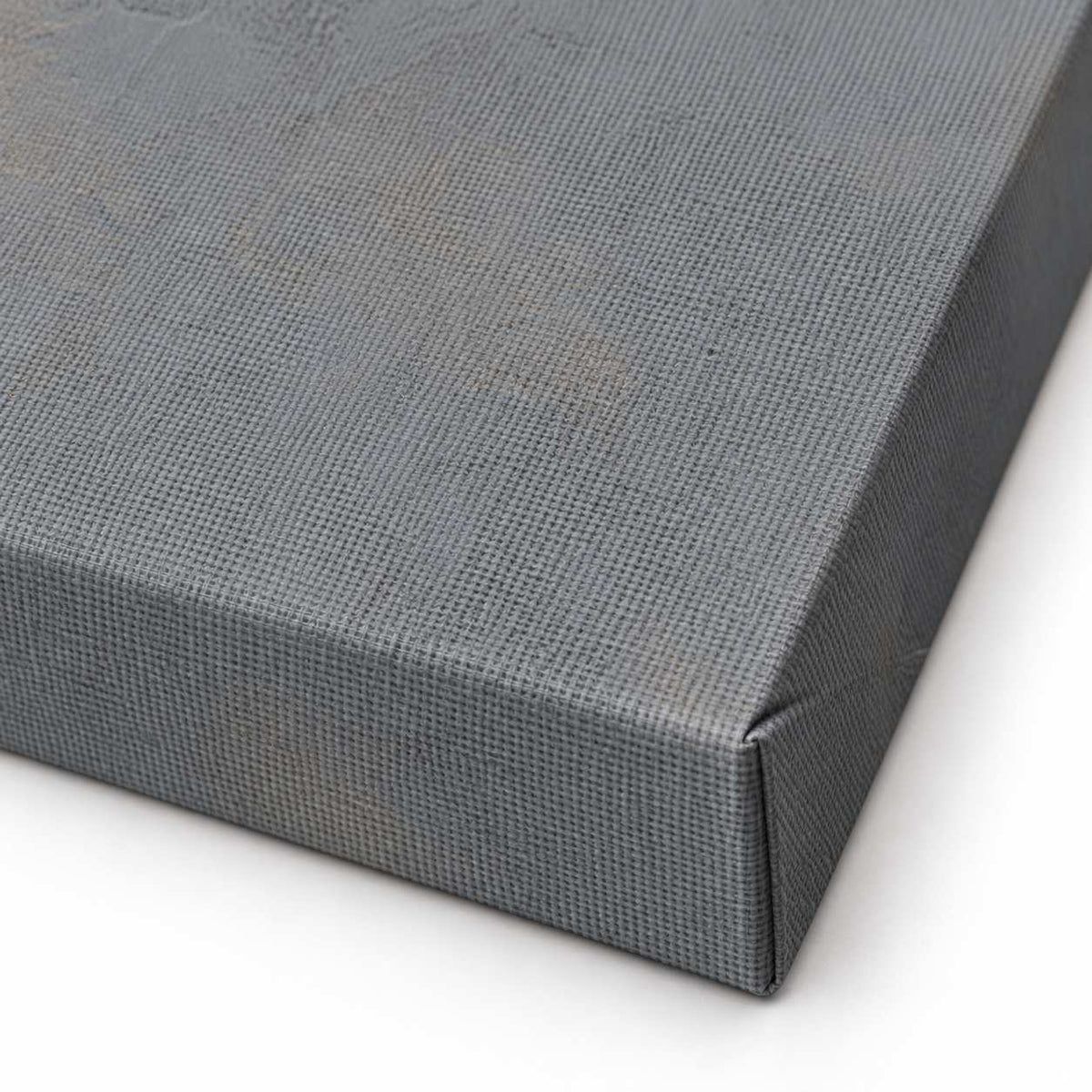 Close-up of the canvas edge and wooden stretcher frame construction used for TepLep canvas prints