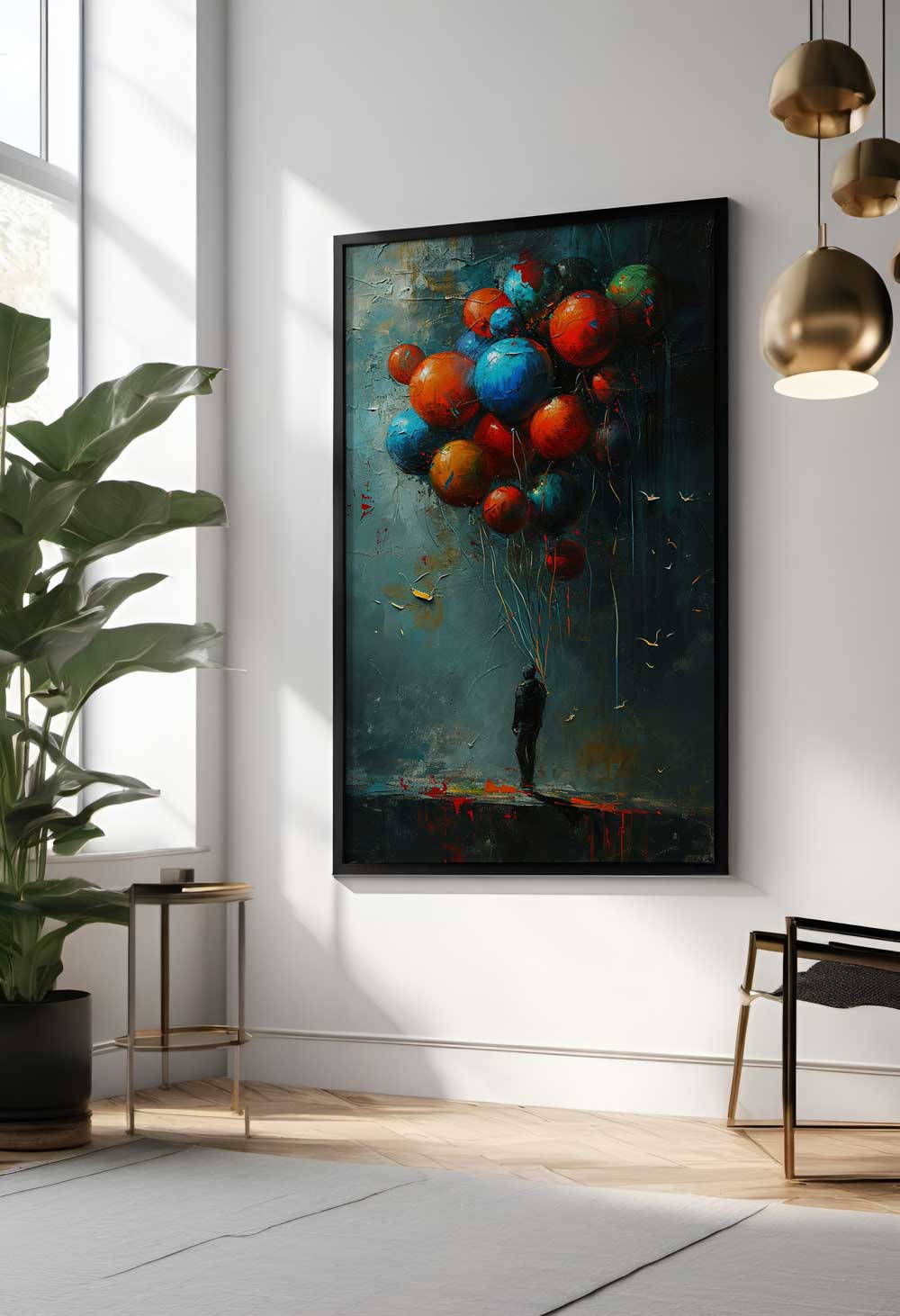 Silent Ascent in interior – wall-hung canvas painting