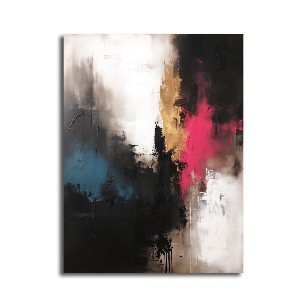 Silent Contrast – abstract canvas with fuchsia and blue tones