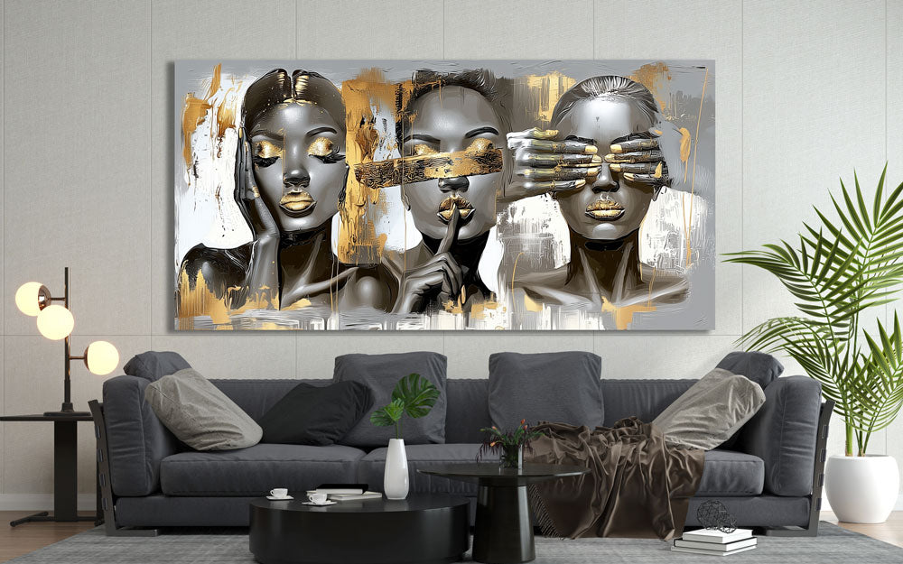 No Hear, No Speak, No Look – Silver Edition canvas artwork