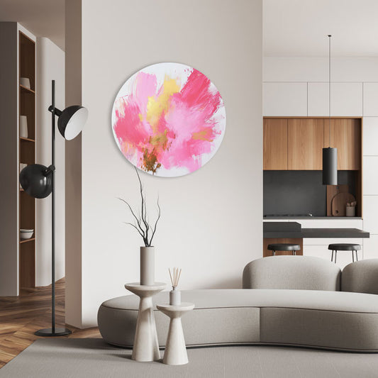 Pink Dance - Round Aluminium + Varnish