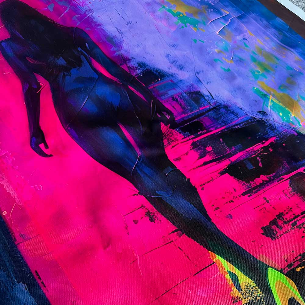 detail women neon canvas glowing in the dark wall art painting